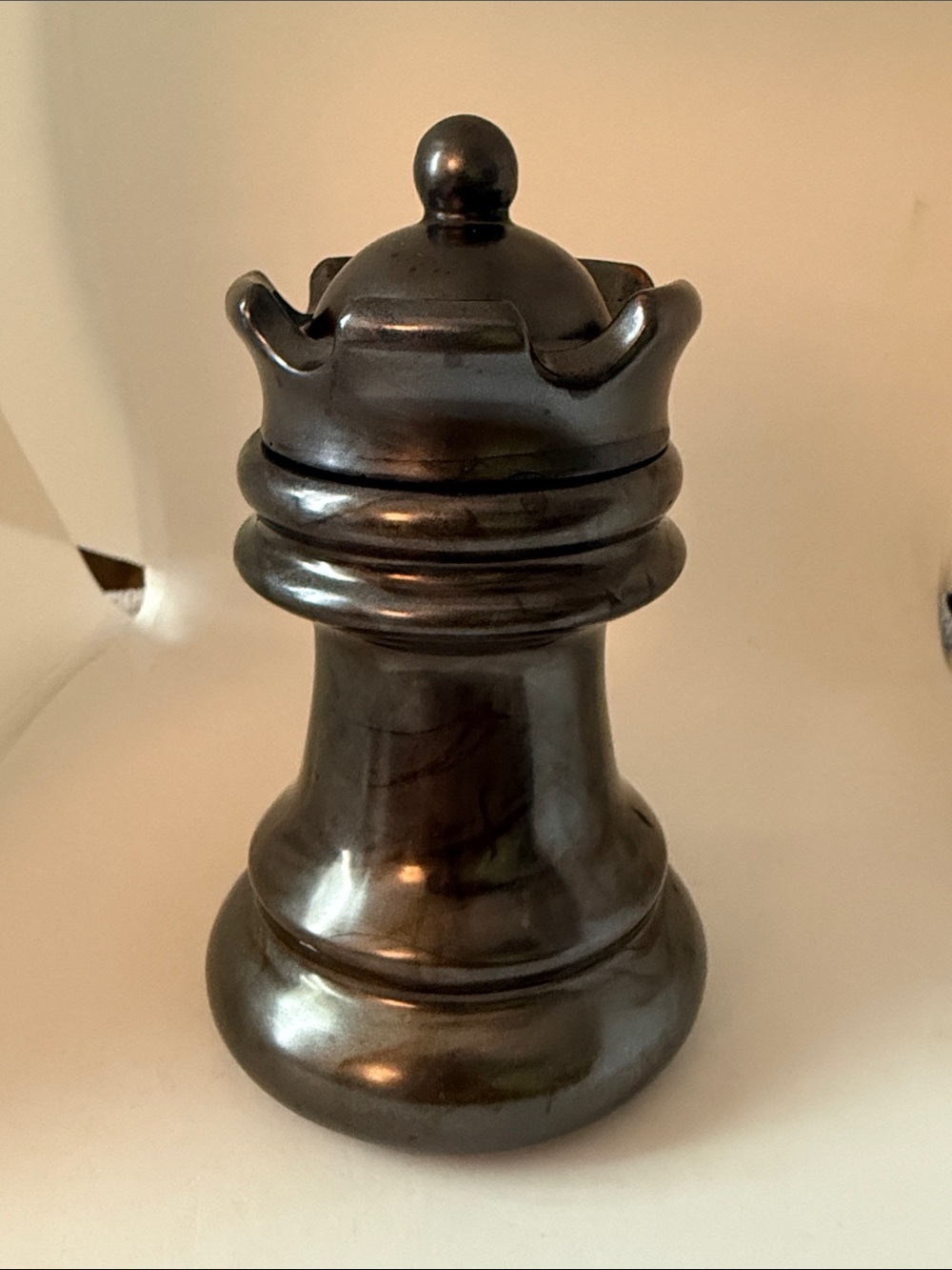 Decorative Black Resin Chess Rook -(Jar)